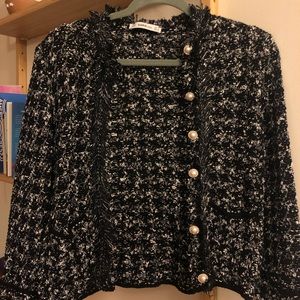 Tweed jacket with pearl button detail